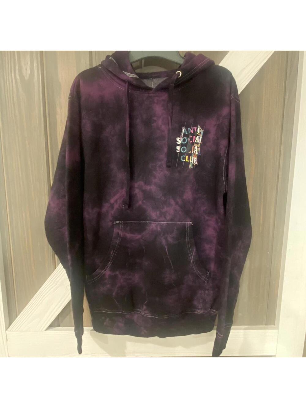Anti Social Social Club Purple & Black Tie-dye Hoodie - Small